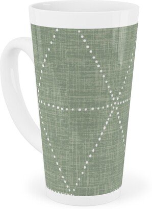 Mugs: Boho Triangles - Sage Tall Latte Mug, 17Oz, Green