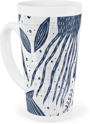 Mugs: Sea Shells - Navy Tall Latte Mug, 17Oz, Blue