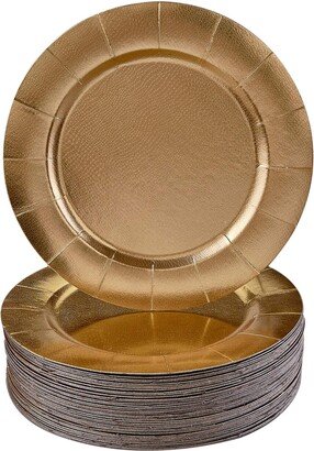 ELEGANT DISPOSABLE CHARGER PLATES-Metallic Finish-Made of Premium Carstock Materials-13, 20 PC, Gold