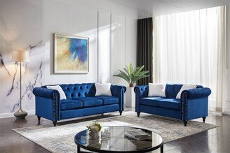 BESTCOSTY Velvet Sectional Sofa Set W/ 3-seater Sofa and Loveseat