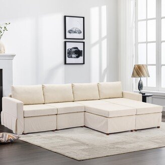 RASOO 4+2 pc Linen Modular Sectional Sofa Set with DIY Options