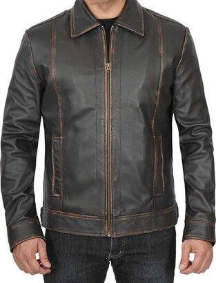 swift jackets Men's Vintage Leather Brown Casual Jacket - Stylish & Durable Outerwear (US