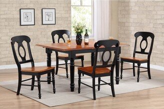 Besthom Black Cherry Selections 5-Piece Solid Wood Dining Table Set with Napoleon Chairs