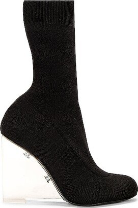 Mid Knitting Sock Wedge Boot in Black