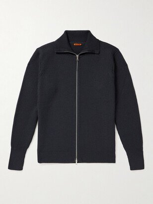 Dori Ribbed Virgin Wool Zip-Up Cardigan