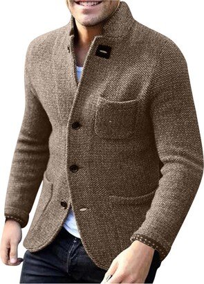 KQJQS My Orders Placed Knitwear for Men Plus Size Cable Knited Cardigan Henley Sweater 2023 Winter Solid Color Button Down Cardigan Sweater Todays Daily Deals Clearance