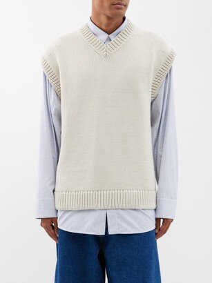 Spun Oversized Knitted Cotton-blend Sweater Vest