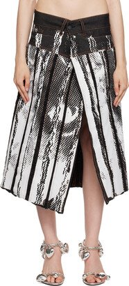 Feben Black & White Chariot Biker Midi Skirt