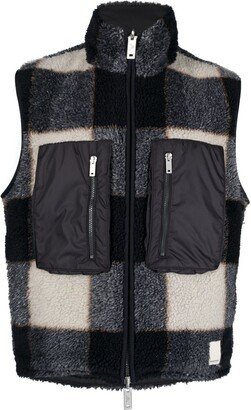 Shearling Check-Pattern Gilet