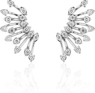 Luminus 18k White Gold Diamond Semicircle Earrings