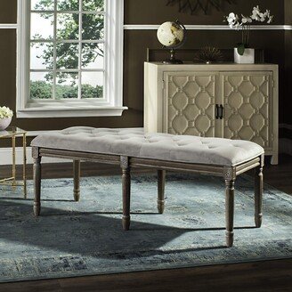 Home Collection Rocha French Brasserie Tufted Grey and Rustic Oak 19-inch Wood Bench