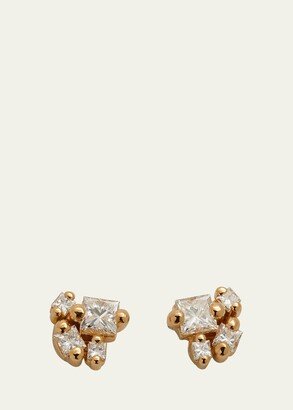 18K Yellow Gold Princess-Cut Diamond Stud Earrings