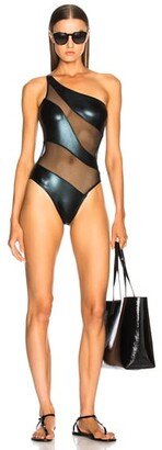 Snake Mesh Mio Swimsuit in Black