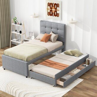 Calnod Twin Upholstered Platform Bed with Trundle