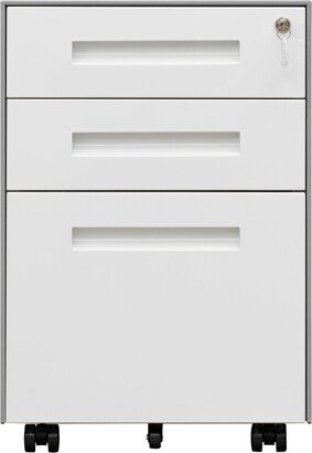 TOSWIN 3 Drawer Mobile File Cabinet With Lock Steel File Cabinet For Legal/Letter/A4/F4 Size, Home/ Office Design