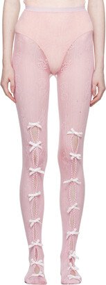 Nodress SSENSE Exclusive Pink Bowknot Fishnet Tights