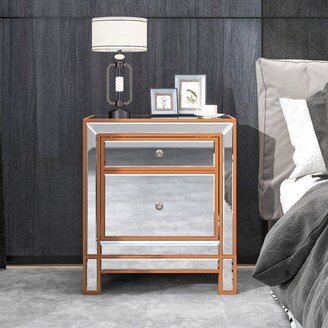 Tiramisubest Modern Mirrored Nightstand with 2 Storage Cabinets