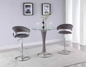 Somette Mirella Round Glass Pub Table with Upholstered Pedestal - N/A