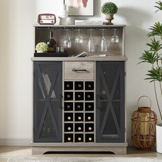 Aoolive Wine cabinet （Grey，35.41''W*13.39''D*47.44''H）