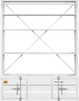 Container Design Metal Bookshelf with Cabinets in White