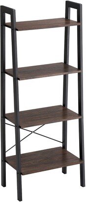 VASAGLE Industrial Ladder, 4-Tier Bookshelf, Storage Rack Shelf Unit, Wood Look Accent Furniture Metal Frame, Rustic Brown