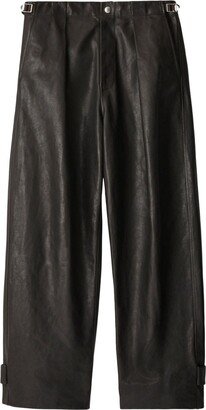 Side-Strap Leather Trousers