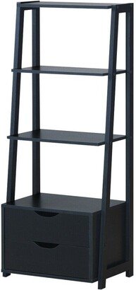 4-Tier Ladder Bookshelf Storage Display with 2 Drawers - 20.5