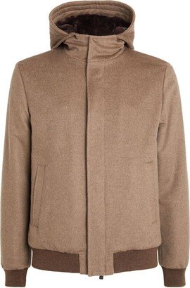 Virgin Wool Hooded Bomber Jacket