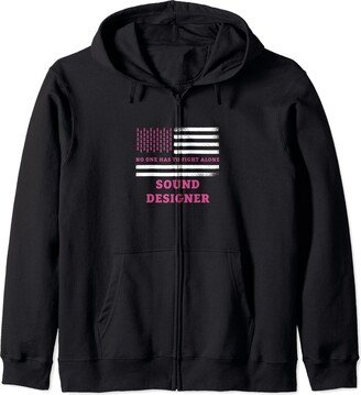 Breast Cancer Awareness Design and Gifts Breast Cancer Awareness Sound Designer Pink Ribbon Zip Hoodie