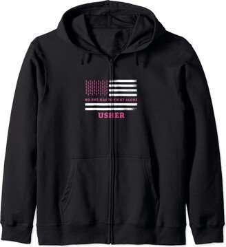 Breast Cancer Awareness Design and Gifts Breast Cancer Awareness Usher Pink Ribbon Zip Hoodie