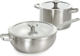 Graphite 4Pc Cookware Set With Glass Lids, Recycled 18/10 Stainless Steel