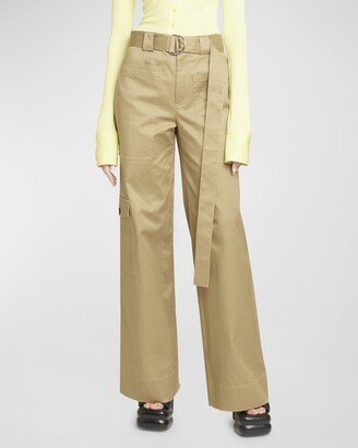 Cotton-Twill Belted Cargo Pants