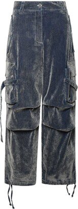 Flock Denim High Waist Stretched Cargo Trousers