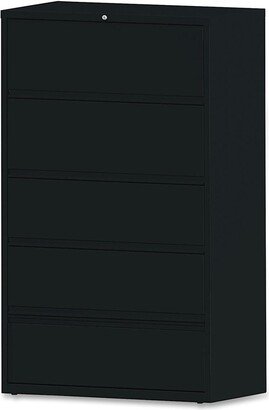 Receding Black 42-inch Lateral File with Roll Out Shelves