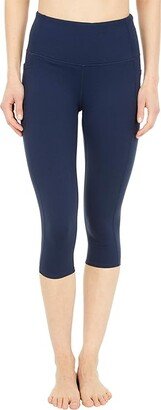 GO WALK High Waisted Capri Leggings (Navy) Women's Casual Pants