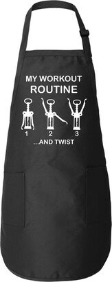 My Wine Workout Routine Full Length Apron With Pockets Father's Day Mother's Day Gift For Him Her Kitchen Apron