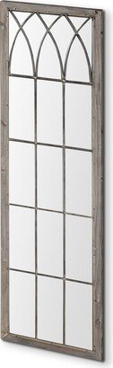 Midvale Gray Washed Solid Wood Frame w/ Metal Trellis Detail Full Length Mirror