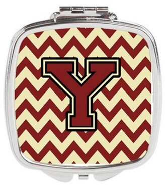 CJ1061-YSCM Letter Y Chevron Maroon & Gold Compact Mirror