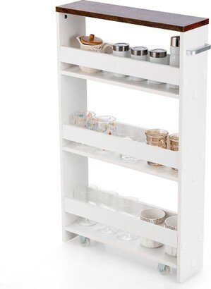 Rolling Kitchen Slim Storage Cart Mobile Shelving Organizer w/ Handle-AA