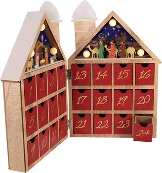 Kurt S. Adler Kurt Adler 11.81-Inch Battery-Operated Wooden LED Nativity Advent Calendar