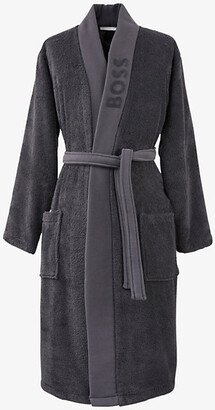 Graphite Logo-embroidered Kimono Terry Cotton Dressing Gown