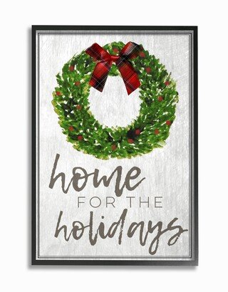 Home for the Holidays Wreath Bow Christmas Framed Giclee Art, 16