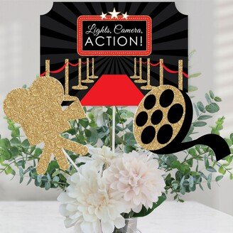 Big Dot Of Happiness Red Carpet Hollywood - Movie Night Centerpiece Sticks - Table Toppers -Set of 15