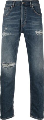 Distressed Low-Rise Slim-Fit Jeans