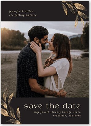 Save The Date Cards: Golden Touch Save The Date, Grey, 5X7, Matte, Signature Smooth Cardstock, Square