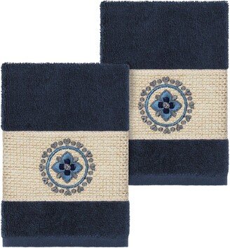 Isabell Embellished Washcloth - Set of 2 - Midnight Blue