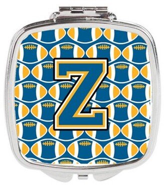 CJ1077-ZSCM Letter Z Football Blue & Gold Compact Mirror, 3 x 0.3 x 2.75 in.