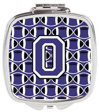 CJ1068-OSCM Letter O Football Purple & White Compact Mirror