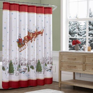 Santa’s Snowy Sleighride Holiday Fabric Shower Curtain - Multi