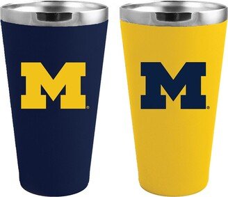 Memory Company Michigan Wolverines Team Color 2-Pack 16 Oz Pint Glass Set - Navy, Yellow
